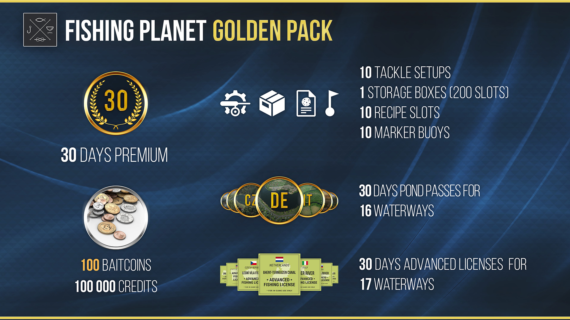 Fishing Planet - Golden Pack DLC EU Steam Altergift, 61.96 usd