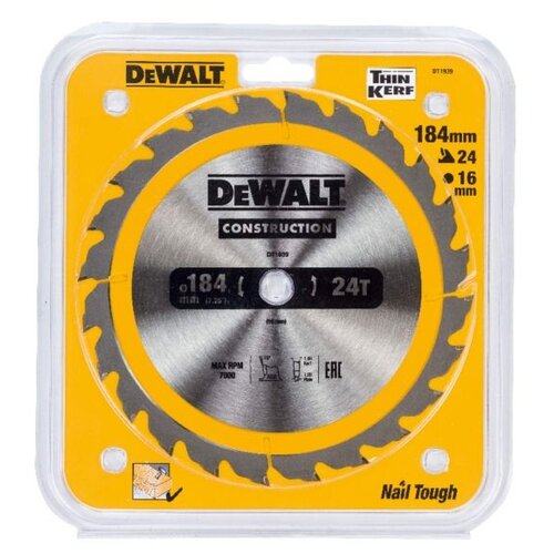 фотография Пильный диск DeWALT Construction DT1939-QZ 184х16 мм, купить за 1780 руб онлайн