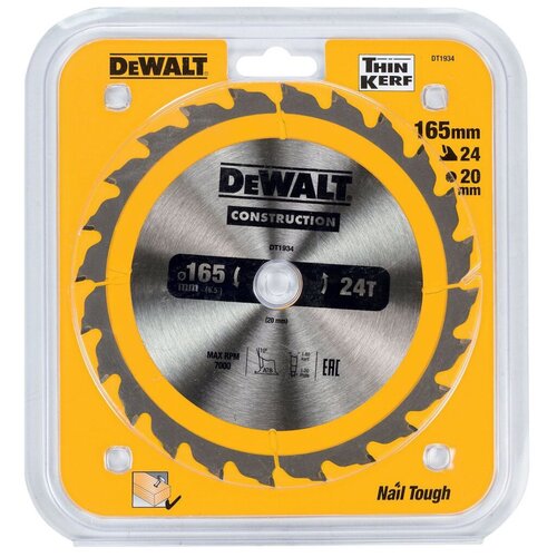 фотография Пильный диск DeWALT Construction DT1934-QZ 165х20 мм, купить за 1300 руб онлайн