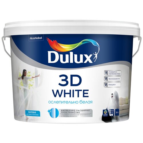 фотография Краска Dulux 3D White , 2.5л, матовая, купить за 2599 руб онлайн