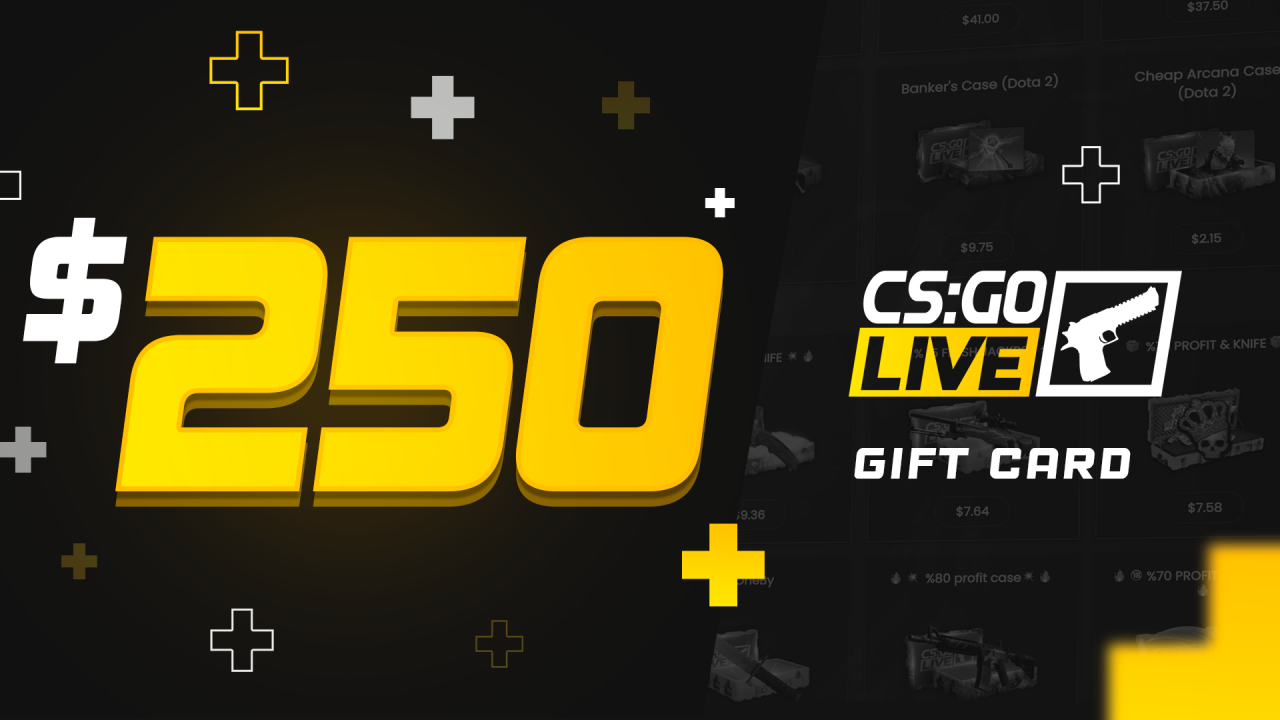 CSGOLive 250 USD Gift Card, 292.89 usd
