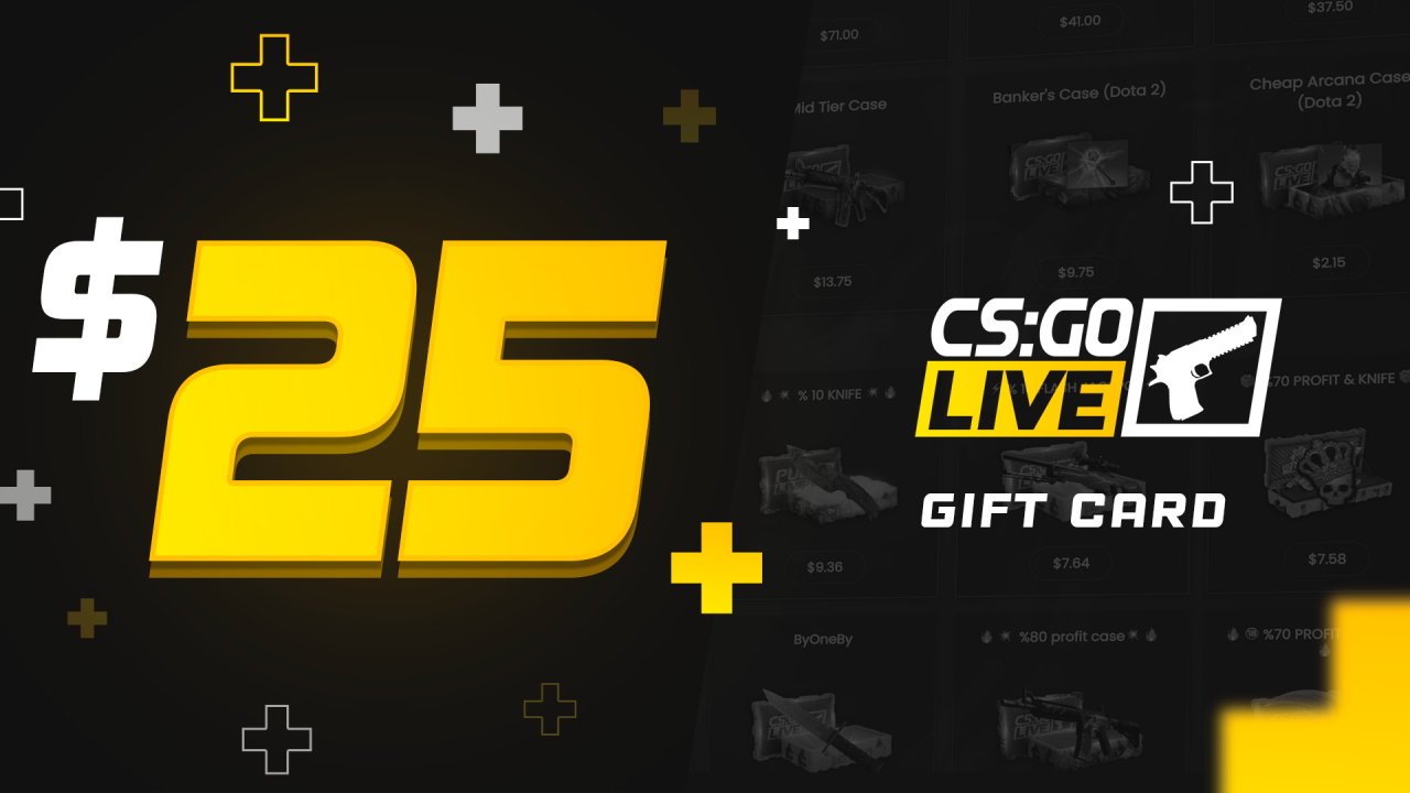 CSGOLive 25 USD Gift Card, 29.29 usd