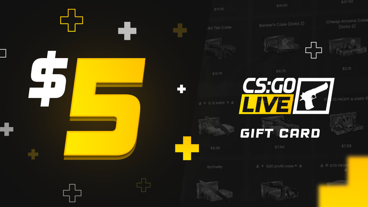 CSGOLive 5 USD Gift Card, 5.85 usd