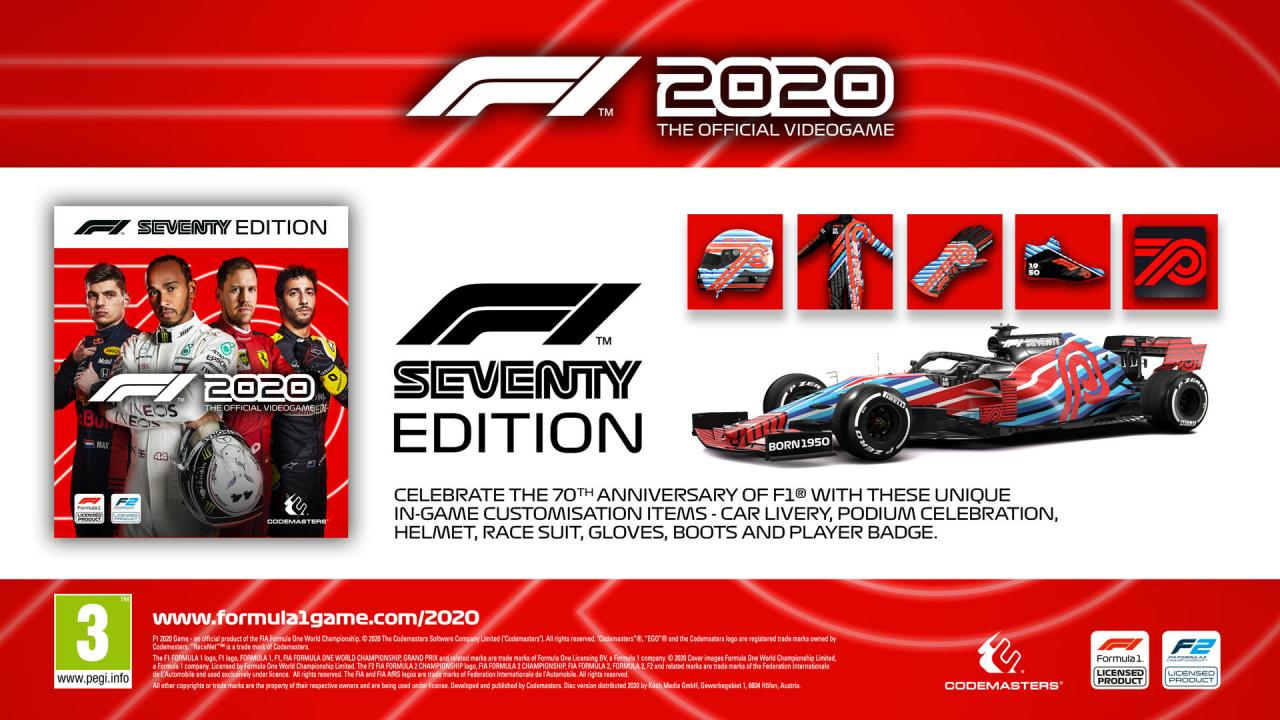F1 2020 Seventy Edition DLC UK XBOX One / Xbox Series X|S CD Key, 5.64 usd