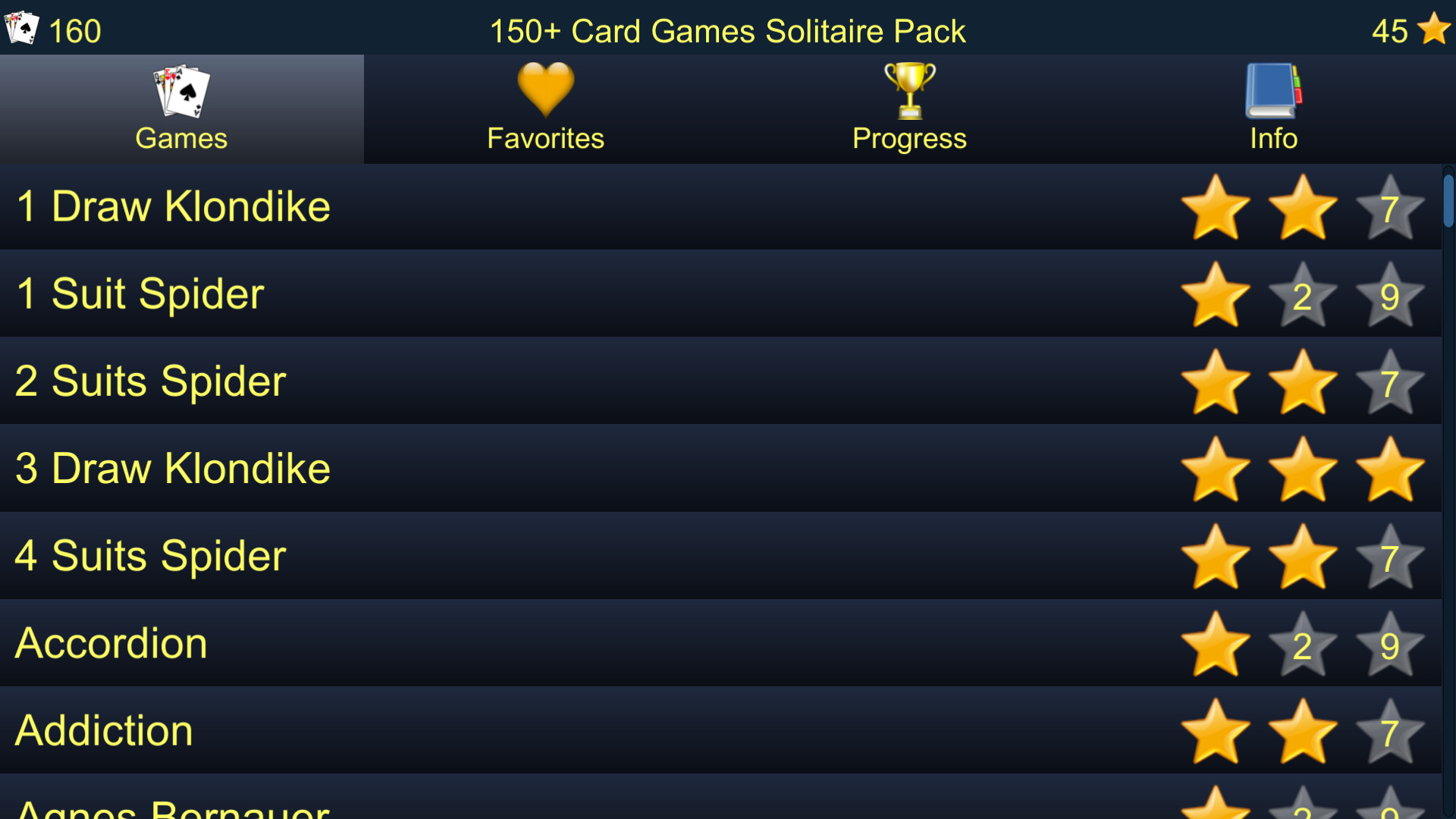 150+ Card Games Solitaire Pack Steam CD Key, 0.63 usd