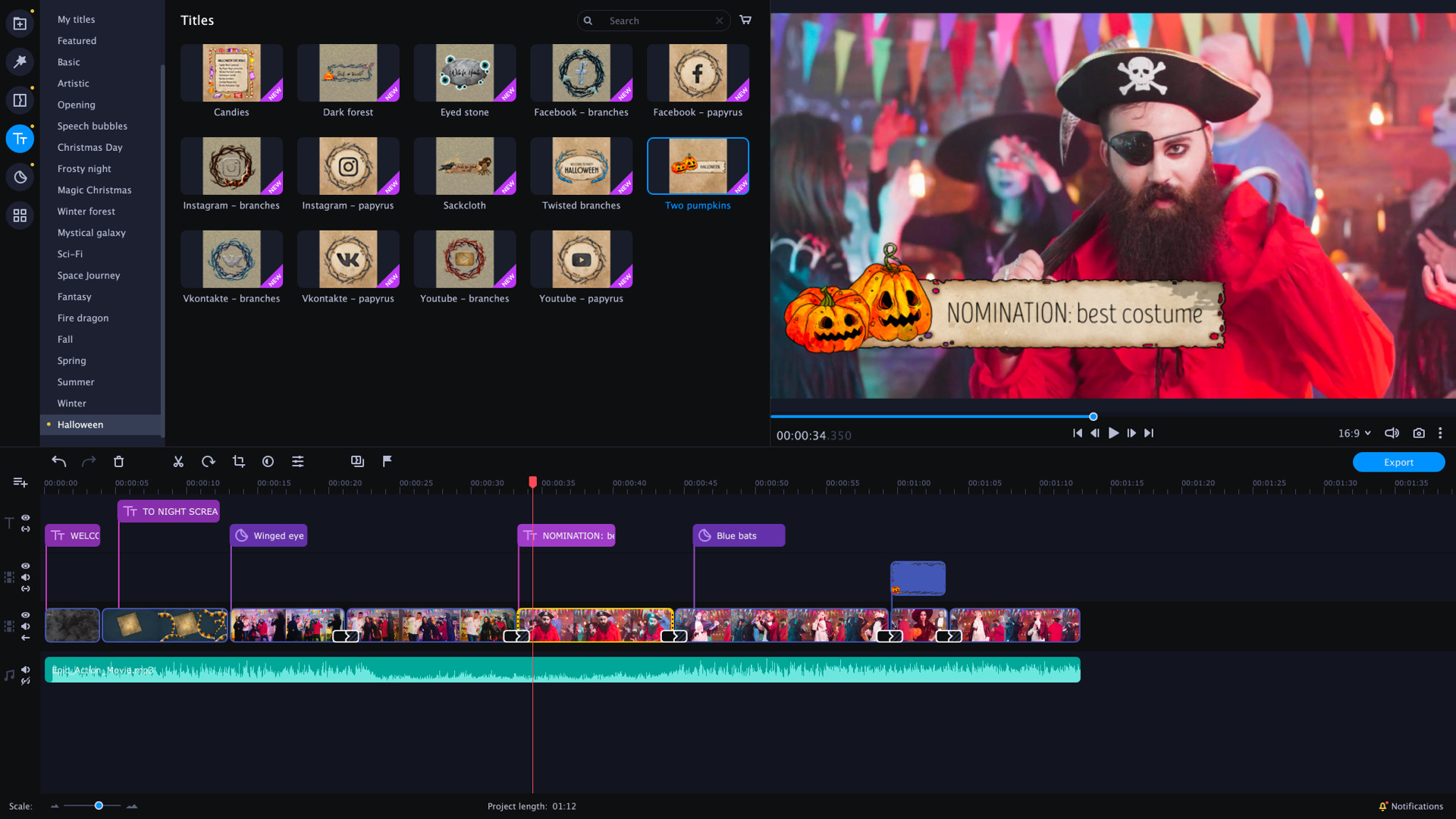 Movavi Video Editor Plus 2020 - Halloween Pack Effects DLC Steam CD Key, 2.6 usd