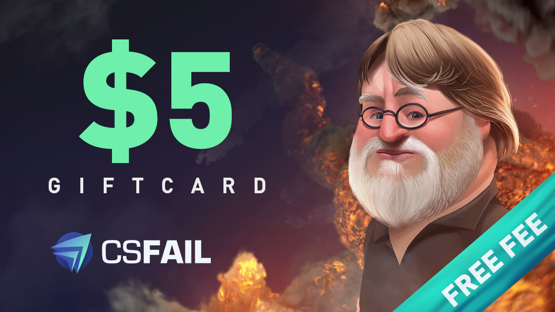 CS fail $5 Gift Card, 5.25 usd