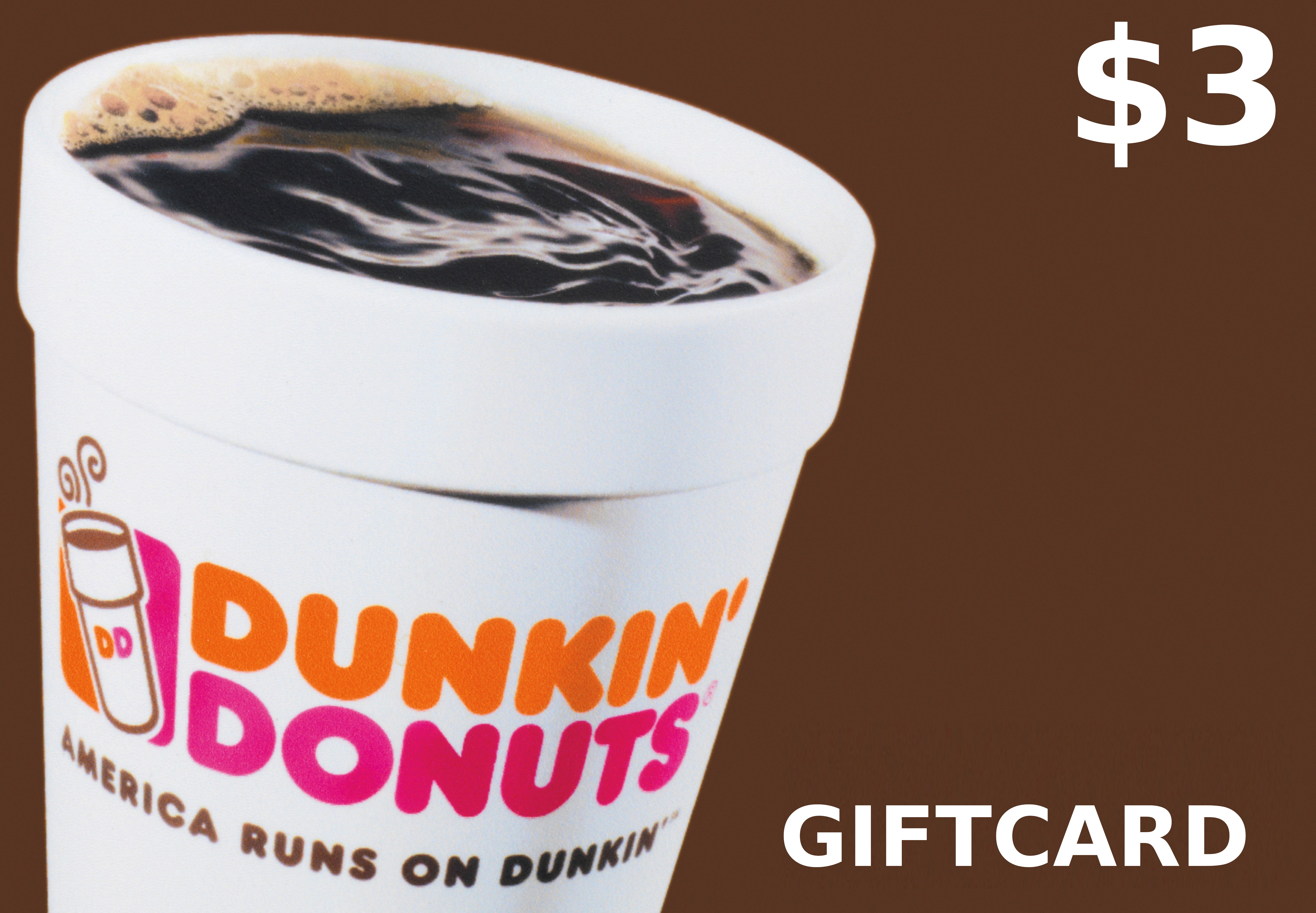 Dunkin Donuts $3 Gift Card US, 2.26 usd
